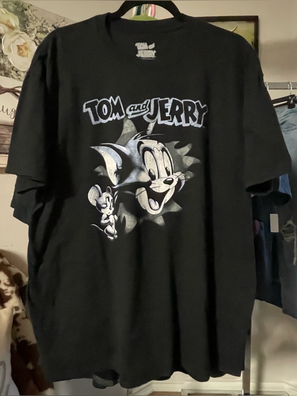 Tom and Jerry Men's Black Graphic Short Sleeve T-Shirt